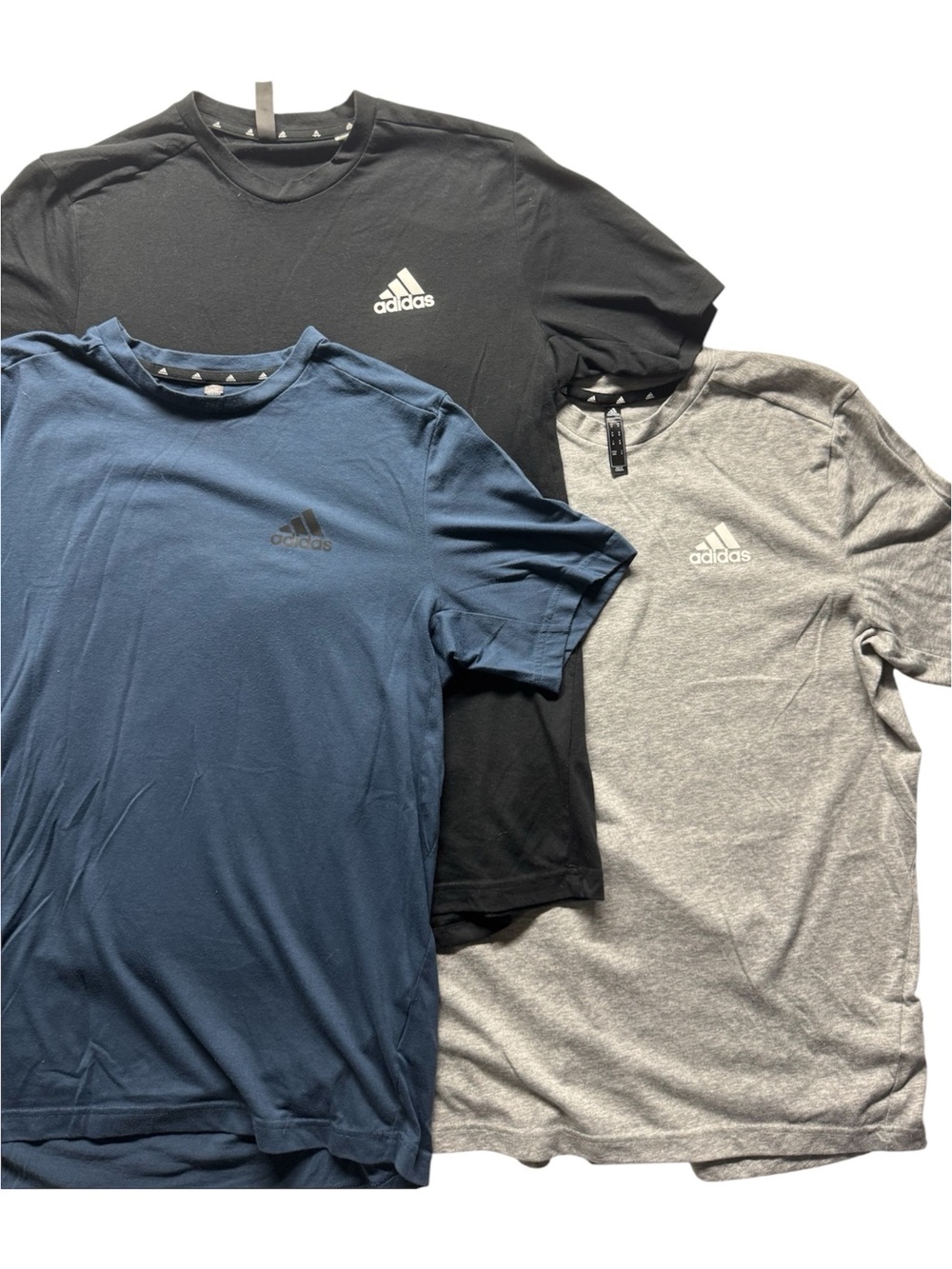 Adidas Men’s T-Shirt Lot of 3 Size M Black Blue Gray Short Sleeve Logo Tees